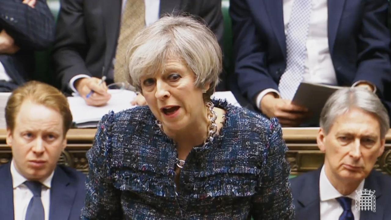Das Videostandbild zeigt die britische Premierministerin Theresa May während der Fragestunde am 08.02.2017 im britischen Unterhaus in London (Großbritannien) kurz vor der der entscheidende Abstimmung. Das Videostandbild zeigt die britische Premierministerin Theresa May während der Fragestunde am 08.02.2017 im britischen Unterhaus in London (Großbritannien) kurz vor der der entscheidende Abstimmung.