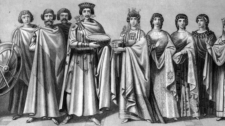 Eine Zeichnung von Kaiser Justinian. Eine Zeichnung von Kaiser Justinian.