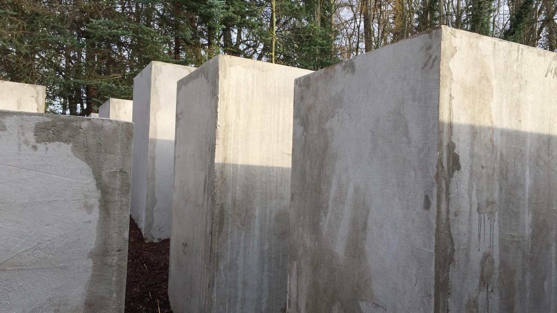 Nicht aus Beton, sondern zusammengezimmert: Der Nachbau des Holocaust-Mahnmals des Zentrums für Politische Schönheit. Nicht aus Beton, sondern zusammengezimmert: Der Nachbau des Holocaust-Mahnmals des Zentrums für Politische Schönheit.