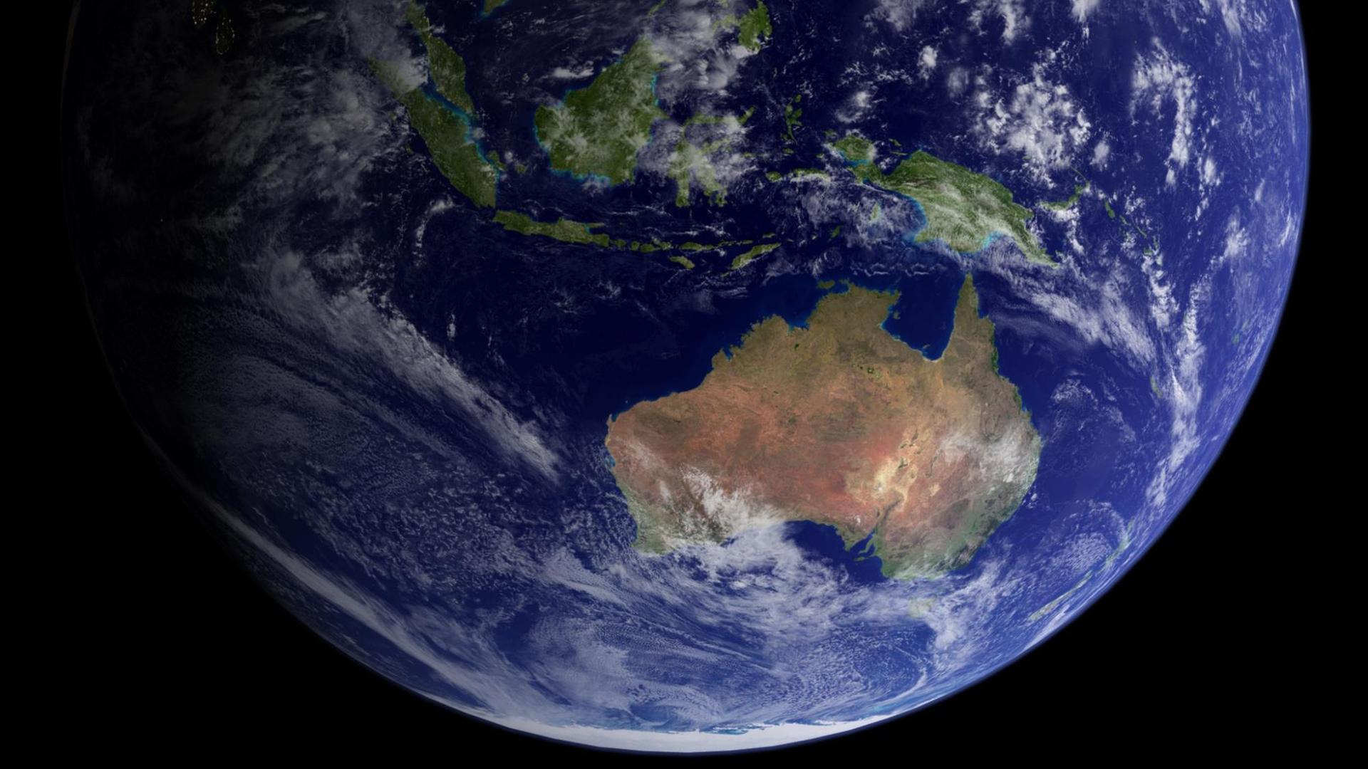 Die Nasa-Satellitenaufnahme zeigt den australischen Kontinent auf dem Planeten Erde Die Nasa-Satellitenaufnahme zeigt den australischen Kontinent auf dem Planeten Erde
