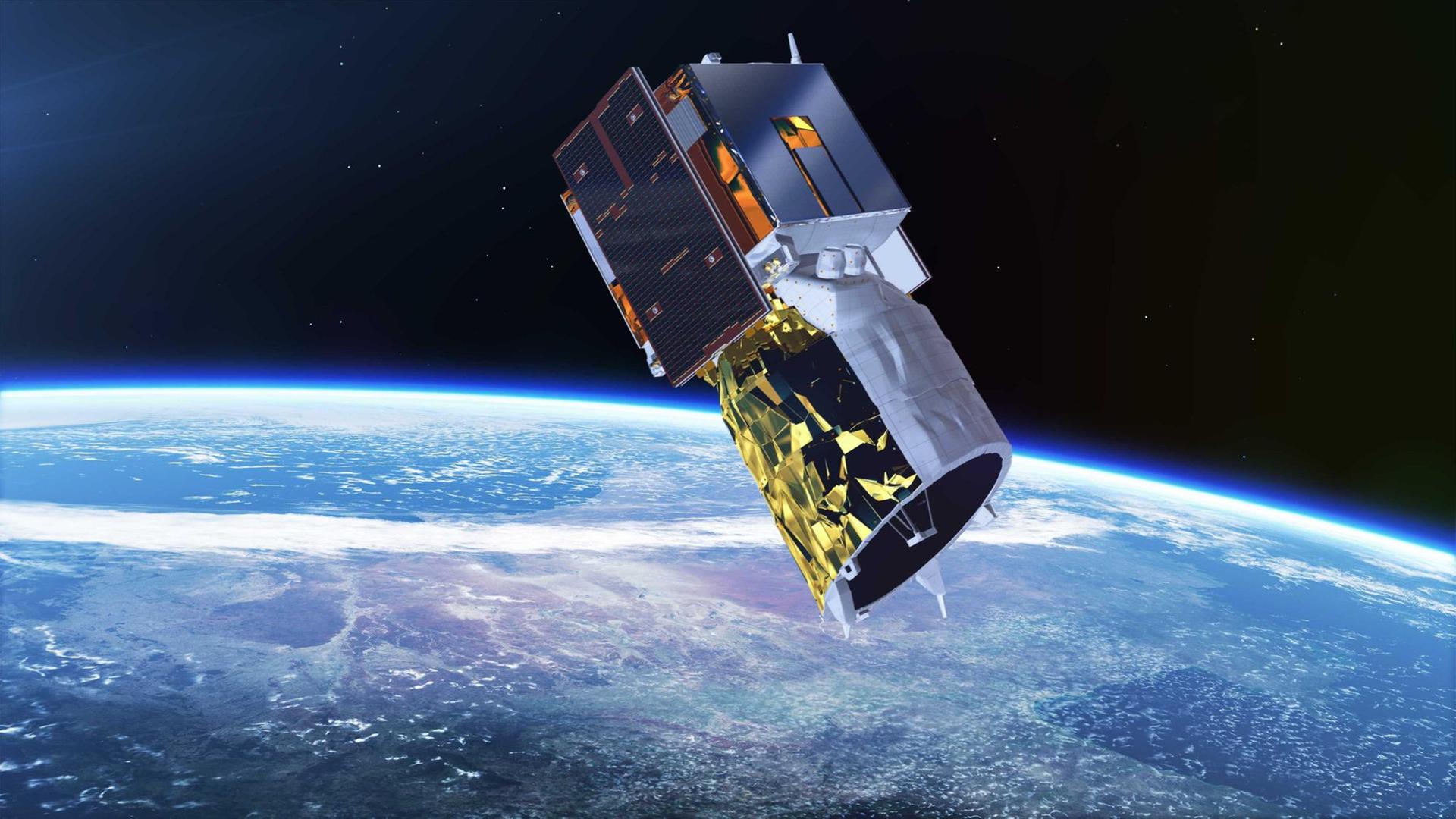 Der Wind-Satellit Aeolus wurde von einer Vega-Rakete ins All gebracht. Hier ist die Trennung des Satelliten von der Rakete abgebildet. Der Wind-Satellit Aeolus wurde von einer Vega-Rakete ins All gebracht. Hier ist die Trennung des Satelliten von der Rakete abgebildet.