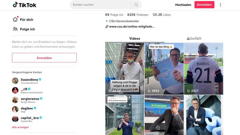 Profilansicht von Markus Blumes TikTok-Profil, auf dem sich zahlreiche Videos in legerer Anmutung befinden. Profilansicht von Markus Blumes TikTok-Profil, auf dem sich zahlreiche Videos in legerer Anmutung befinden.