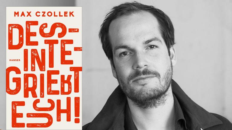Der Antisemitismusforschers Max Czollek und das Cover seines Buches: Desintegriert Euch! Der Antisemitismusforschers Max Czollek und das Cover seines Buches: Desintegriert Euch!