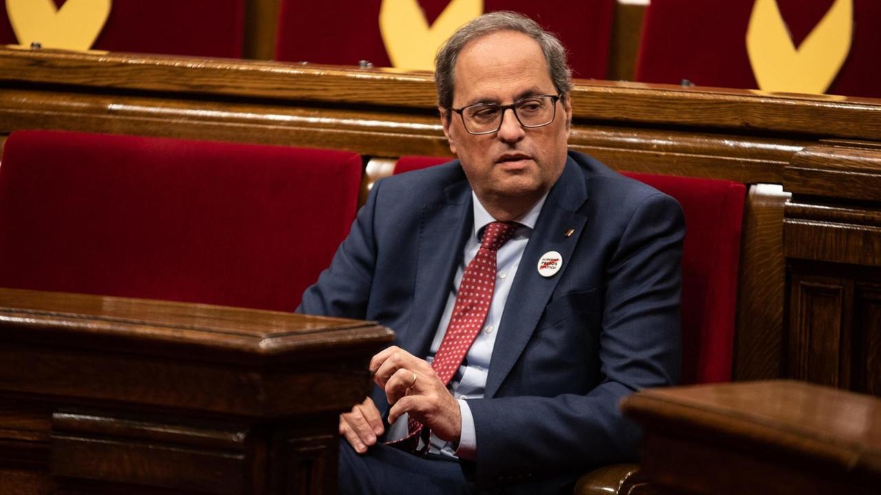 Der katalonische Separatistenführer und Regionalpräsident Quim Torra  im Parlament

