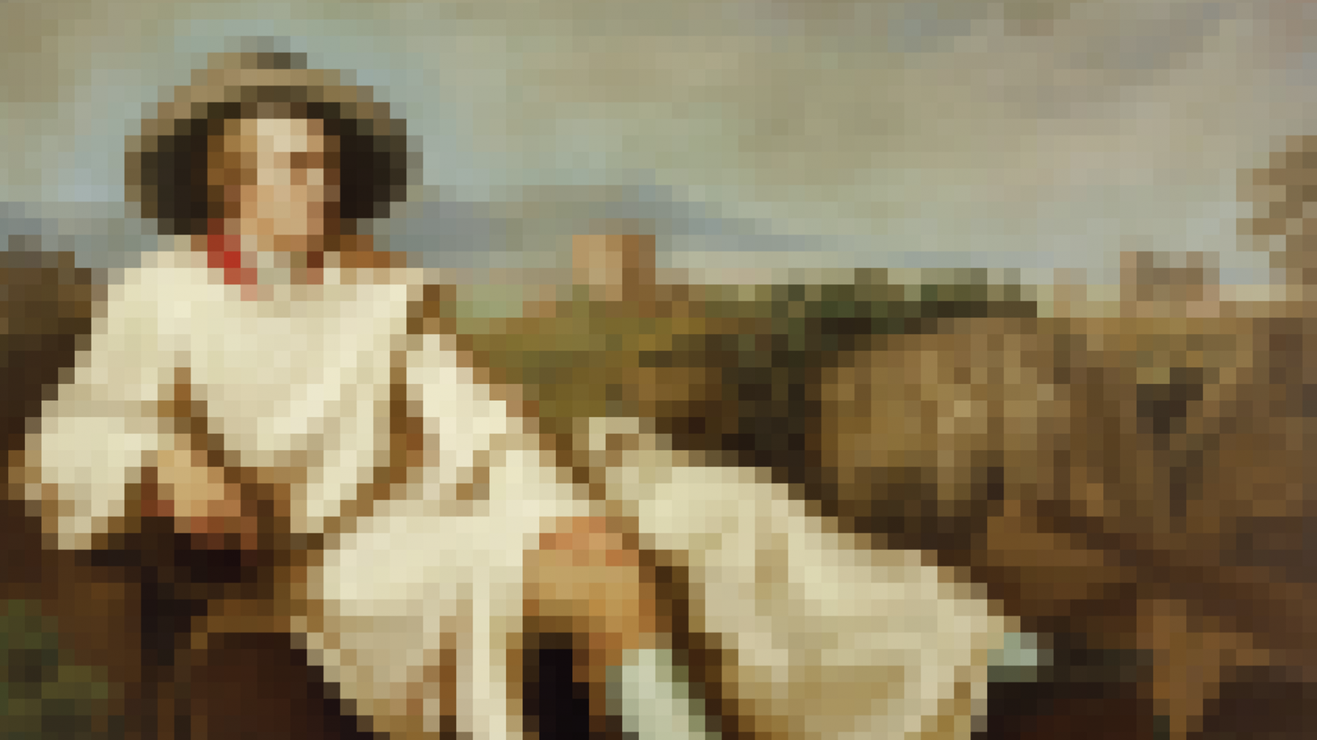Goethe in Digitalien: Eine verpixelte Version des berühmten Porträtes des Dichters in der Campagna Goethe in Digitalien: Eine verpixelte Version des berühmten Porträtes des Dichters in der Campagna