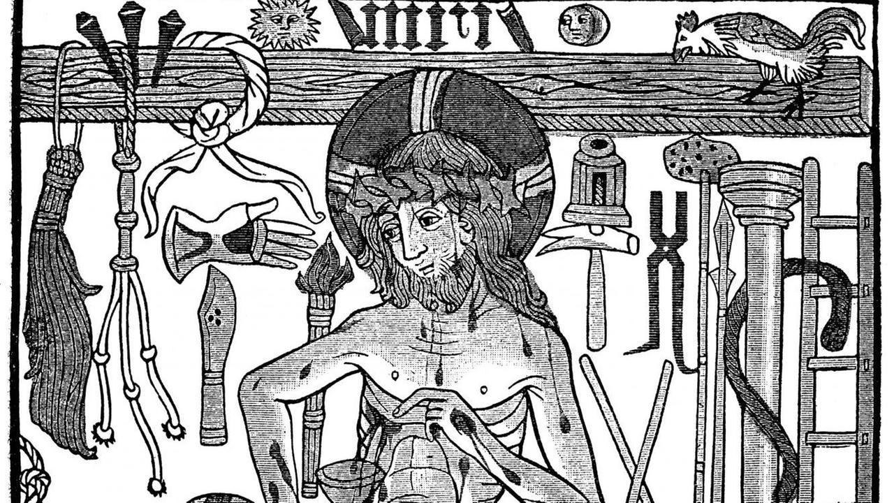 Ausschnitt aus einem Ablassbild aus dem 15. Jahrhundert Ausschnitt aus einem Ablassbild aus dem 15. Jahrhundert