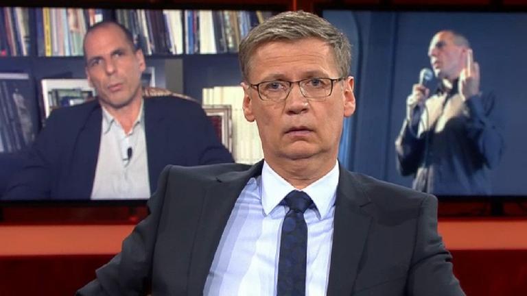 Verwirrung über den Stinkefinger von Yanis Varoufakis in der ARD-Sendung "Günther Jauch". Verwirrung über den Stinkefinger von Yanis Varoufakis in der ARD-Sendung "Günther Jauch".