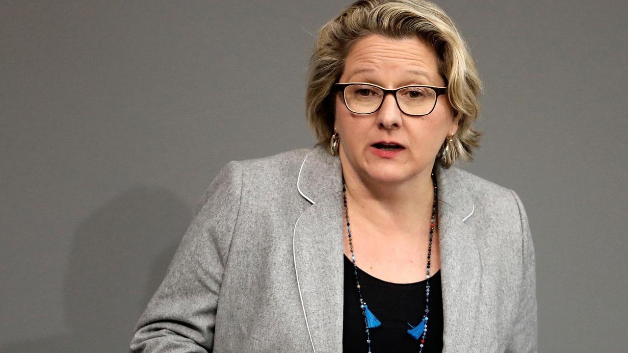 Bundesumweltministerin Svenja Schulze (SPD) hält eine Rede im Bundestag Bundesumweltministerin Svenja Schulze (SPD) hält eine Rede im Bundestag
