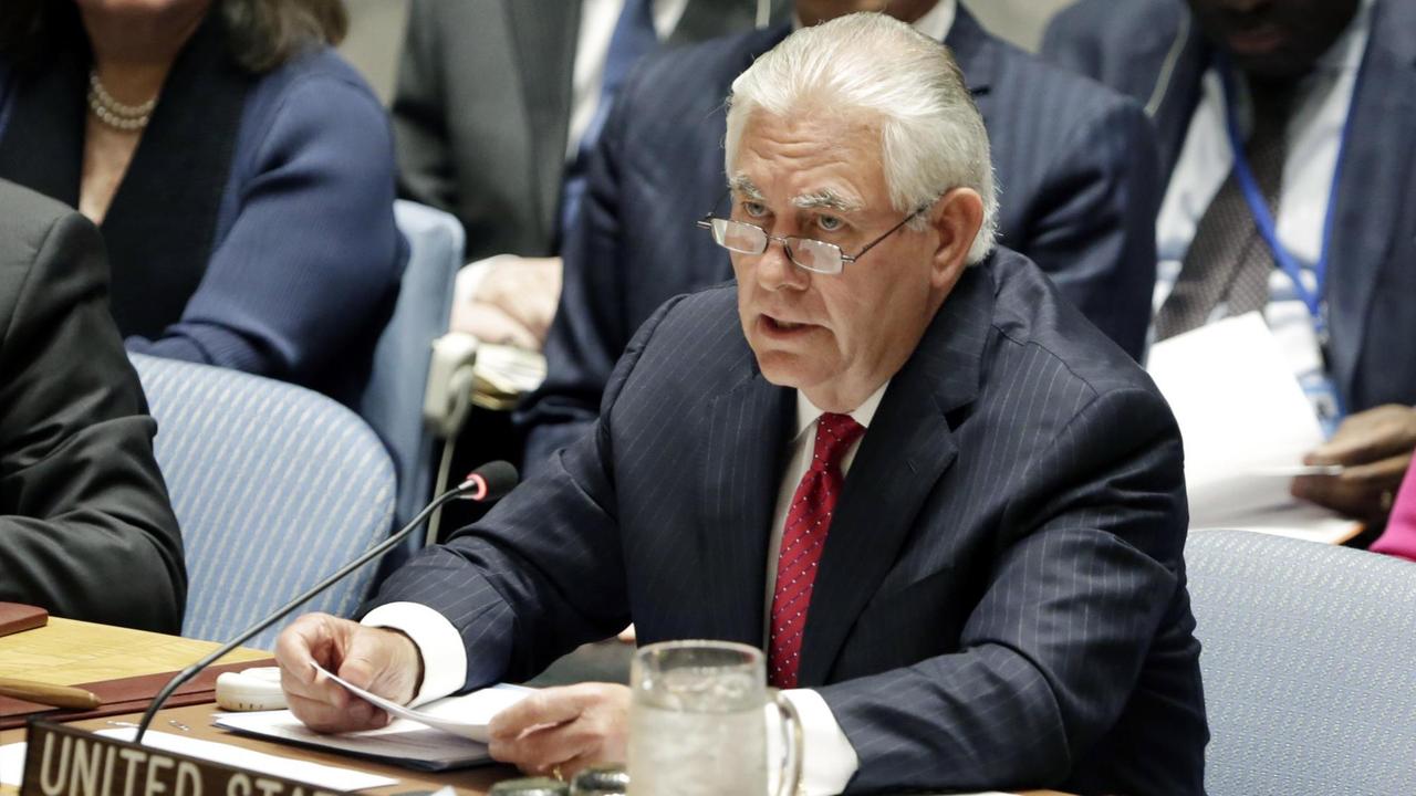 US-Außenminister Rex Tillerson spricht am im Sicherheitsrat der Vereinten Nationen in New York