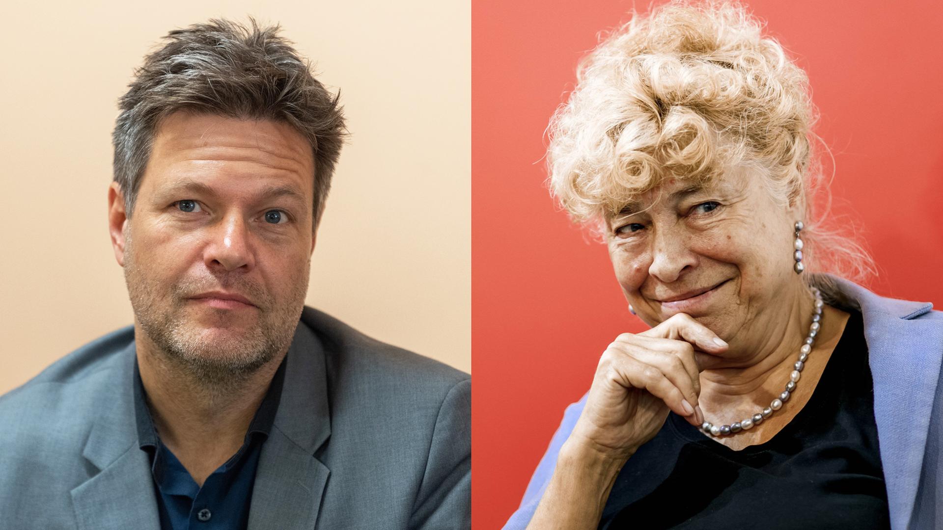 Eine Montage zeigt die Porträts des Bundesvorsitzenden der Grünen, Robert Habeck (l.), und der Politologin und SPD-Politikerin Gesine Schwan. Eine Montage zeigt die Porträts des Bundesvorsitzenden der Grünen, Robert Habeck (l.), und der Politologin und SPD-Politikerin Gesine Schwan.