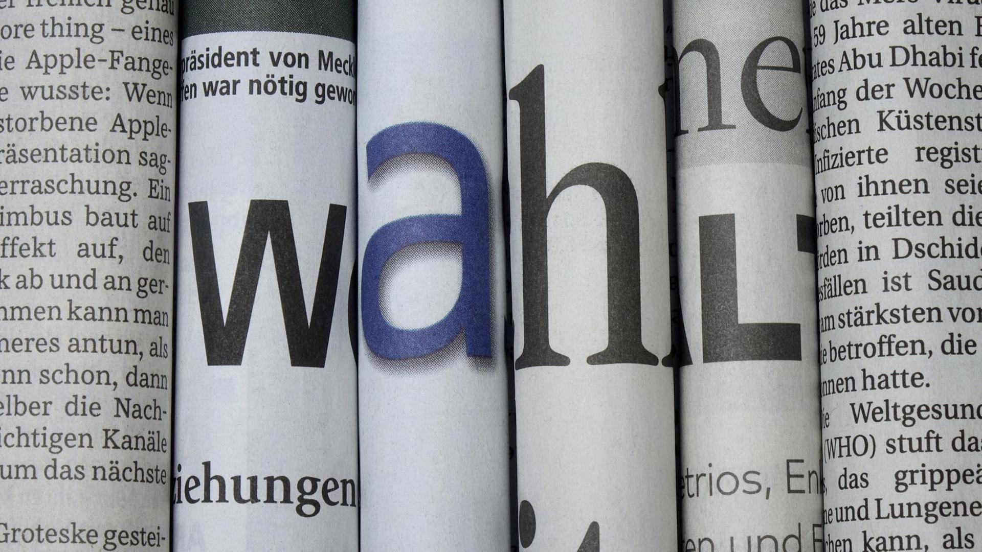 Aus Zeitungsbuchstaben wurde das Wort Wahl gebildet. Aus Zeitungsbuchstaben wurde das Wort Wahl gebildet.