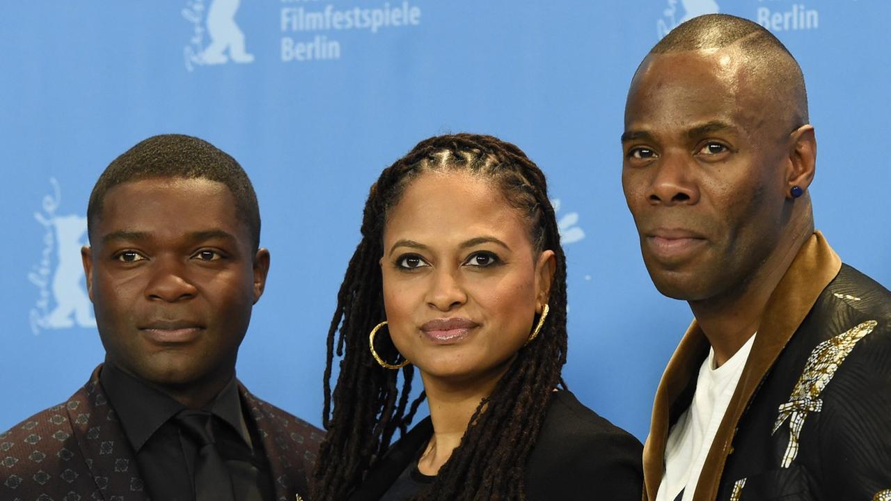 Der britische Schauspieler David Oyelowo, die US-Regisseurin Ava DuVernay und der US Schauspiler Colman Domingo auf der Berlinale bei der Aufführung von "Selma"; Foto vom 10. Februar 2015 Der britische Schauspieler David Oyelowo, die US-Regisseurin Ava DuVernay und der US Schauspiler Colman Domingo auf der Berlinale bei der Aufführung von "Selma"; Foto vom 10. Februar 2015