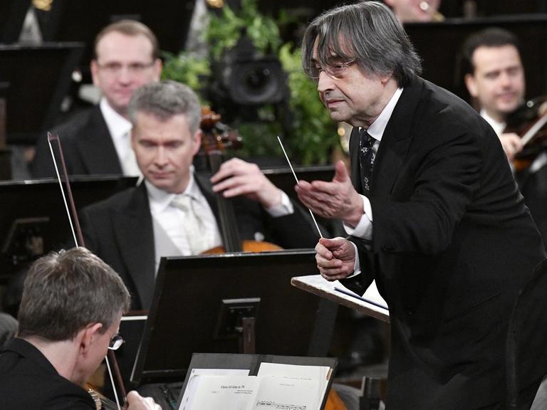 Der italienische Dirigent Riccardo Muti während des Neujahrskonzerts der Wiener Philharmoniker.