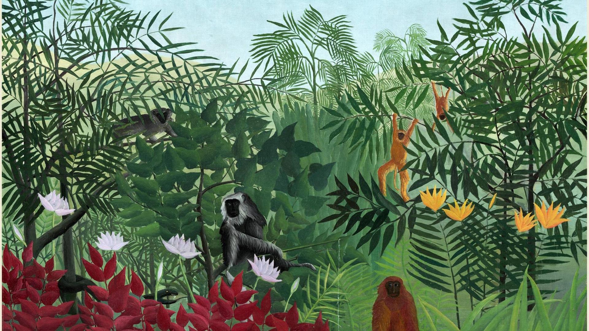 Henri Rousseau, "Tropischer Wald mit Affen", 1844-1910, 1910, Öl auf Leinwand Henri Rousseau, "Tropischer Wald mit Affen", 1844-1910, 1910, Öl auf Leinwand