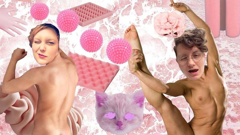 Kollage zum Theaterabend "Oh My" des Theaterkünstlerinnenkollektivs "Henrike Inglesias": Zu sehen sind aneinander montierte Körperteile. Kollage zum Theaterabend "Oh My" des Theaterkünstlerinnenkollektivs "Henrike Inglesias": Zu sehen sind aneinander montierte Körperteile.