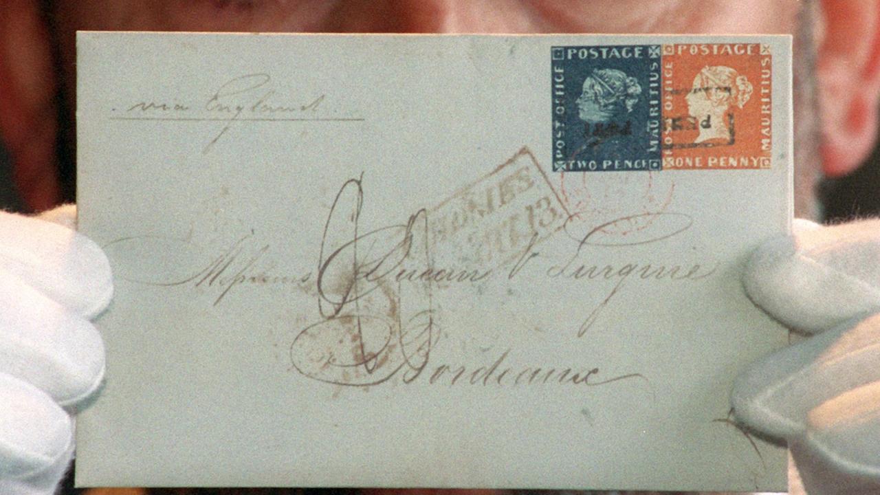Sieben Millionen Mark wert ist der aus dem Jahr 1847 stammende "Bordeaux-Brief" mit einer Blauen und einer Roten Mauritius-Briefmarke. Sieben Millionen Mark wert ist der aus dem Jahr 1847 stammende "Bordeaux-Brief" mit einer Blauen und einer Roten Mauritius-Briefmarke.