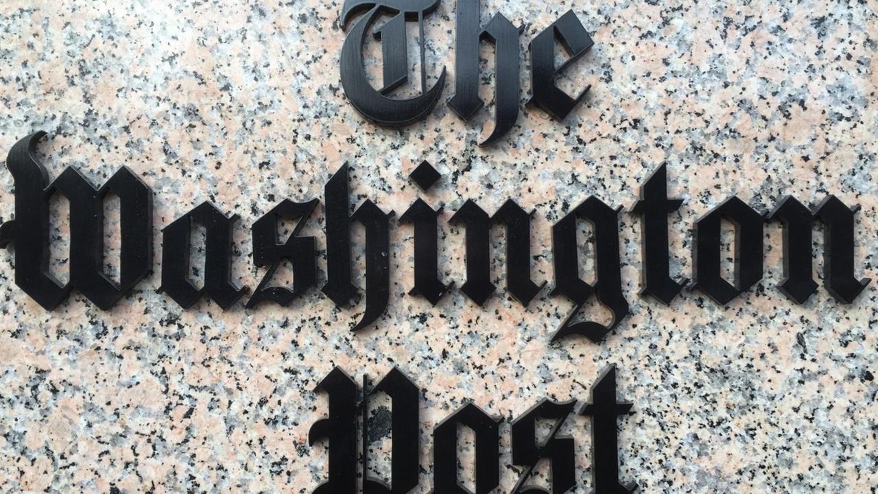 Das Logo der Washington Post vor dem Redaktionsgebäude. Das Logo der Washington Post vor dem Redaktionsgebäude.
