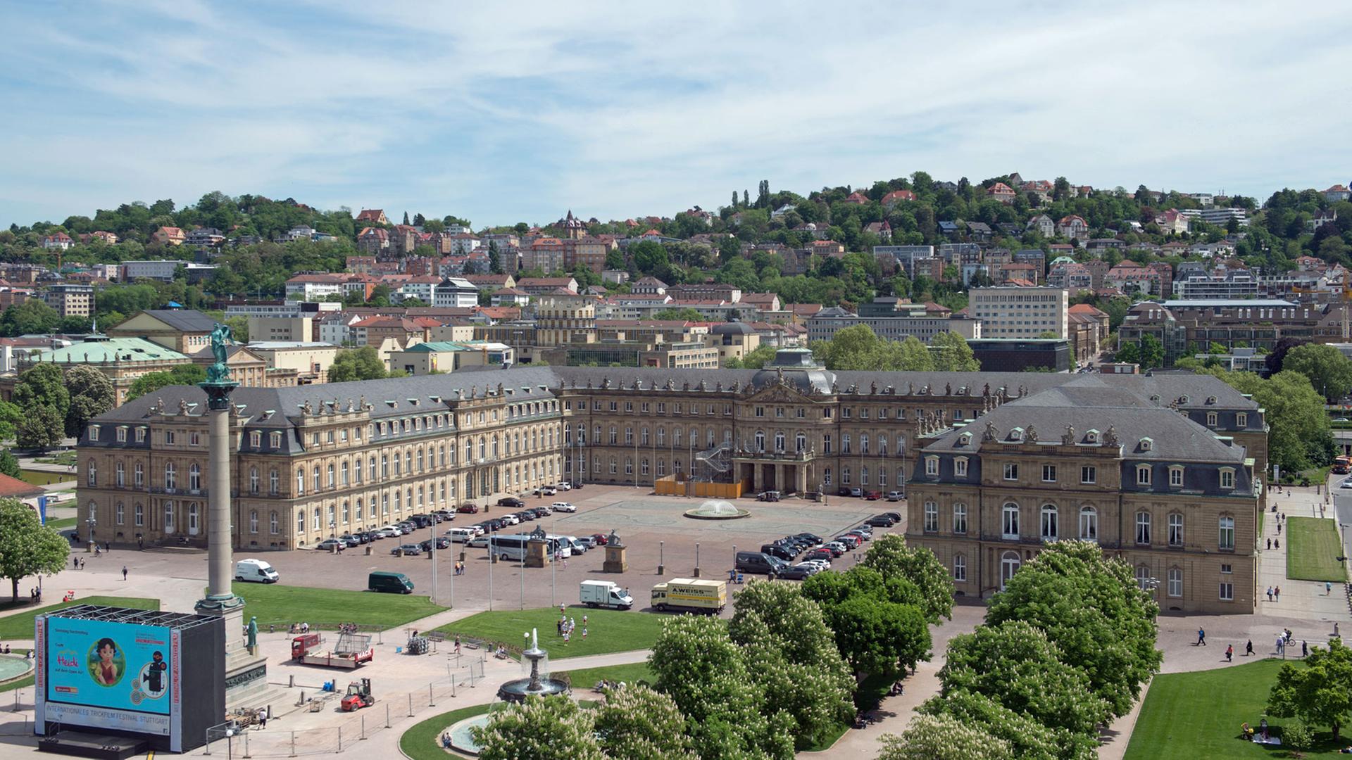 Das Neue Schloss, aufgenommen am 08.05.2015 in Stuttgart (Baden-Württemberg). Das Neue Schloss, aufgenommen am 08.05.2015 in Stuttgart (Baden-Württemberg).