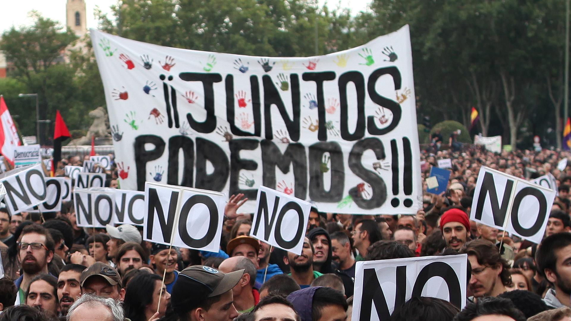 Madrid im September 2012: Damals protestierten viele Spanier gegen das Sparprogramm der Regierung. Madrid im September 2012: Damals protestierten viele Spanier gegen das Sparprogramm der Regierung.
