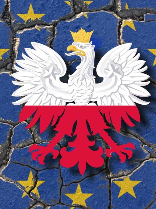 Flagge Polens und der EU