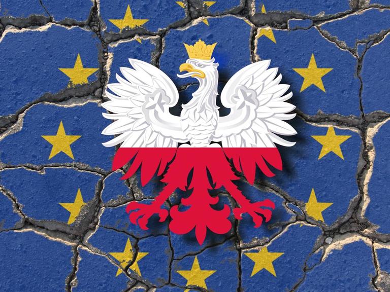 Flagge Polens und der EU