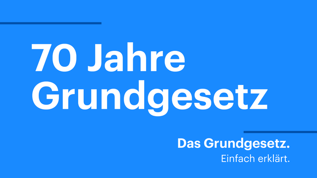 Grafik mit dem Schriftzug "Das Grundgesetz. Einfach erklärt."