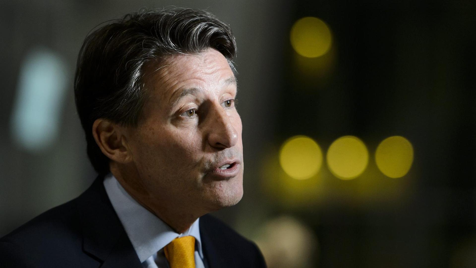 Der Präsident des Internationalen Leichtathletikverbandes, der Brite Sebastian Coe Der Präsident des Internationalen Leichtathletikverbandes, der Brite Sebastian Coe