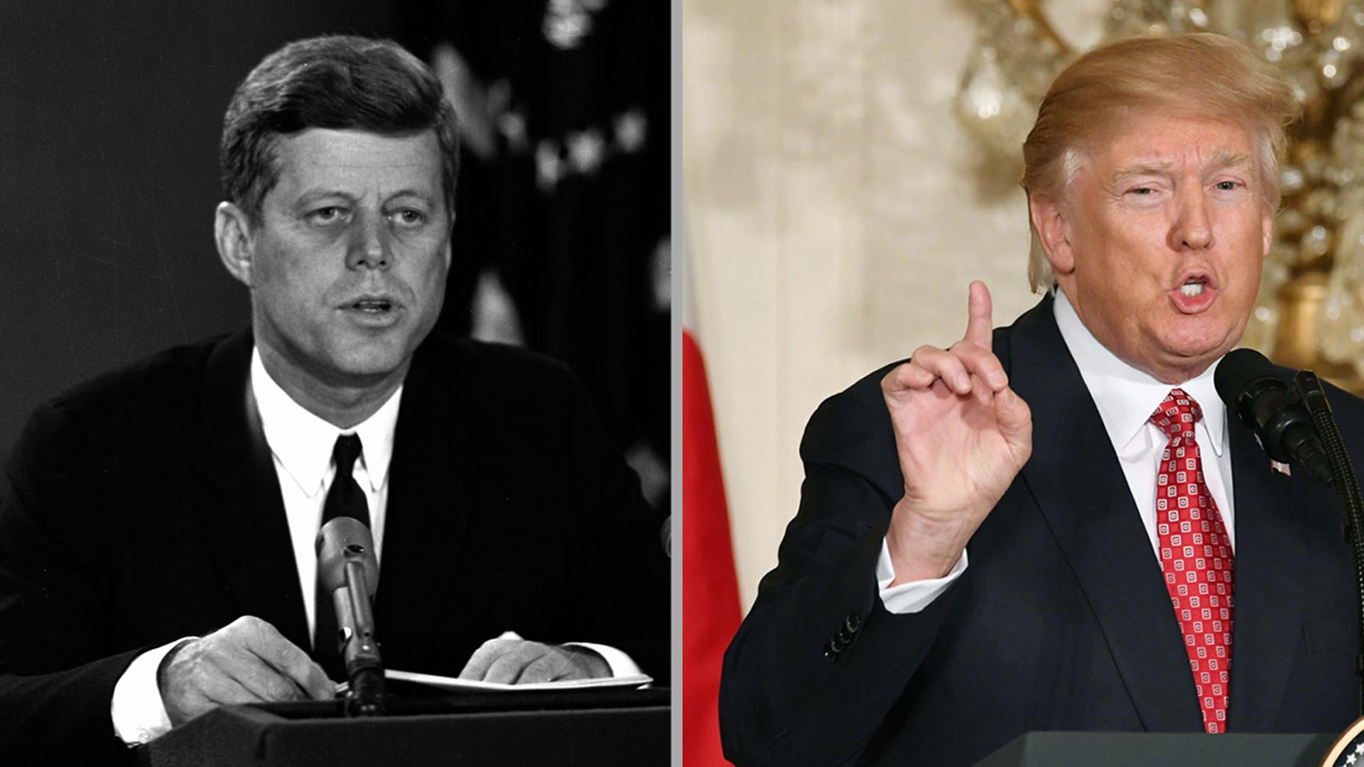 US-Präsident John F. Kennedy und US-Präsident Donald Trump US-Präsident John F. Kennedy und US-Präsident Donald Trump