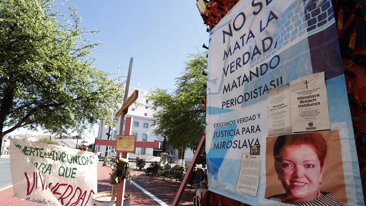 Ehrung für die mexikanische Journalistin Miroslava Breach Velducea, die im März 2017 in Chihuahua erschossen wurde. 