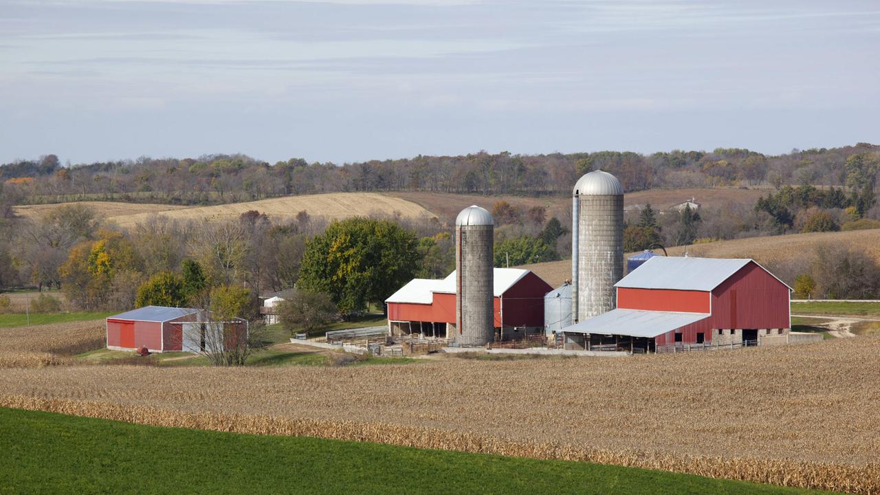 Eine Farm im US-Bundessaat Iowa. Eine Farm im US-Bundessaat Iowa.