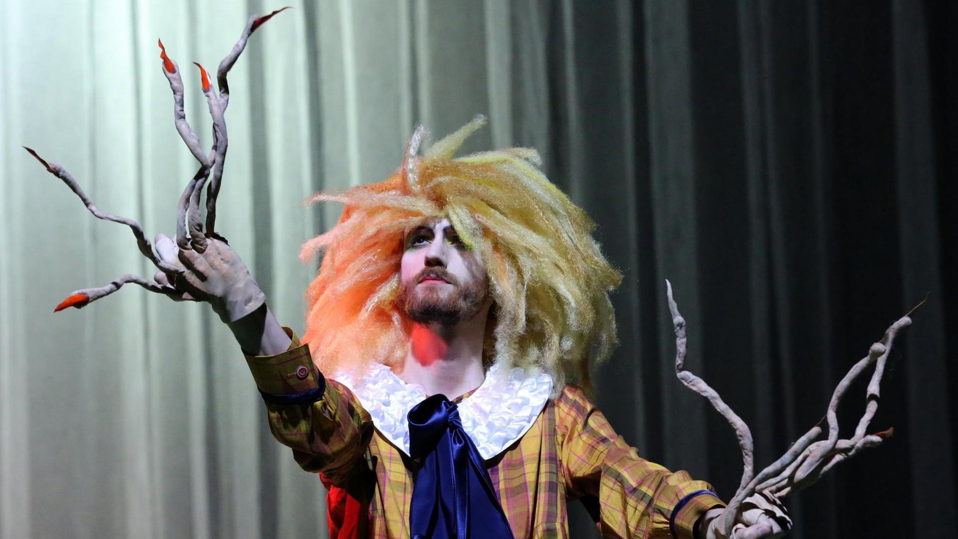 Das Foto zeigt einen Schauspieler, der am Volkstheater Rostock den Struwwelpeter spielt. Das Foto zeigt einen Schauspieler, der am Volkstheater Rostock den Struwwelpeter spielt.