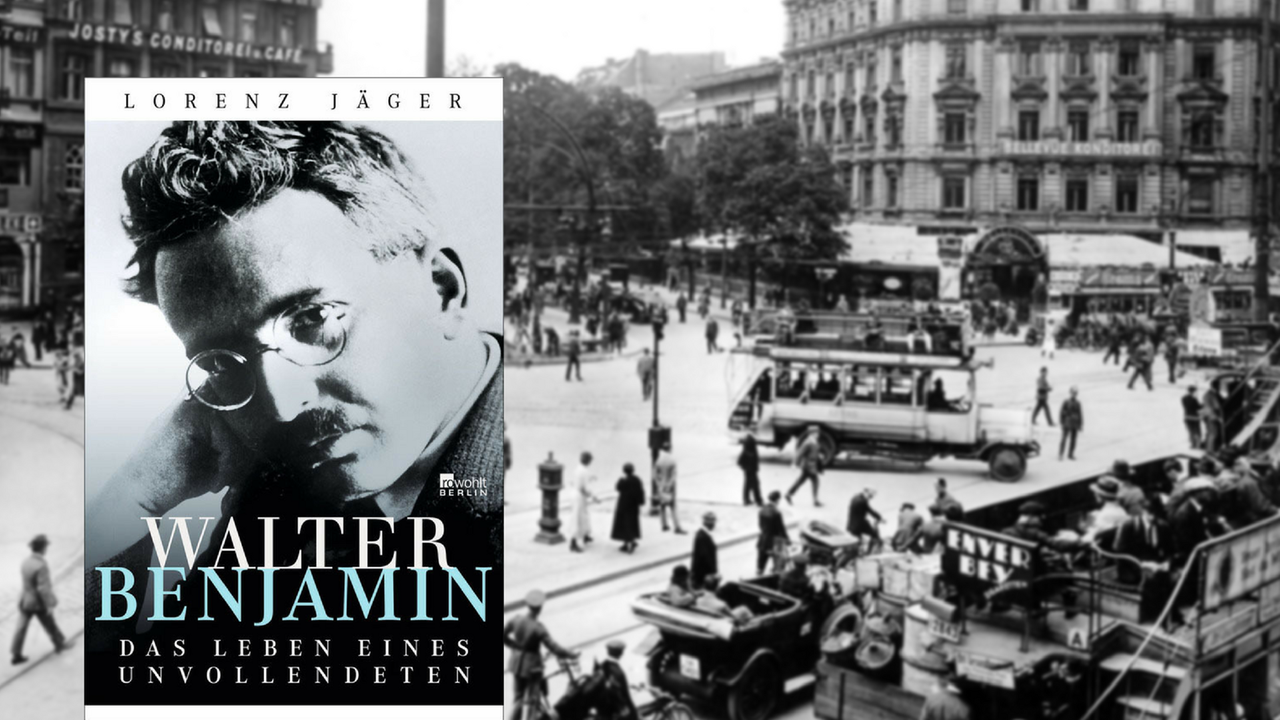 "Walter Benjamin. Das Leben eines Unvollendeten" von Lorenz Jäger. Im Hintergrund der Potsdamer Platz im Berlin der 1920er-Jahre. "Walter Benjamin. Das Leben eines Unvollendeten" von Lorenz Jäger. Im Hintergrund der Potsdamer Platz im Berlin der 1920er-Jahre.
