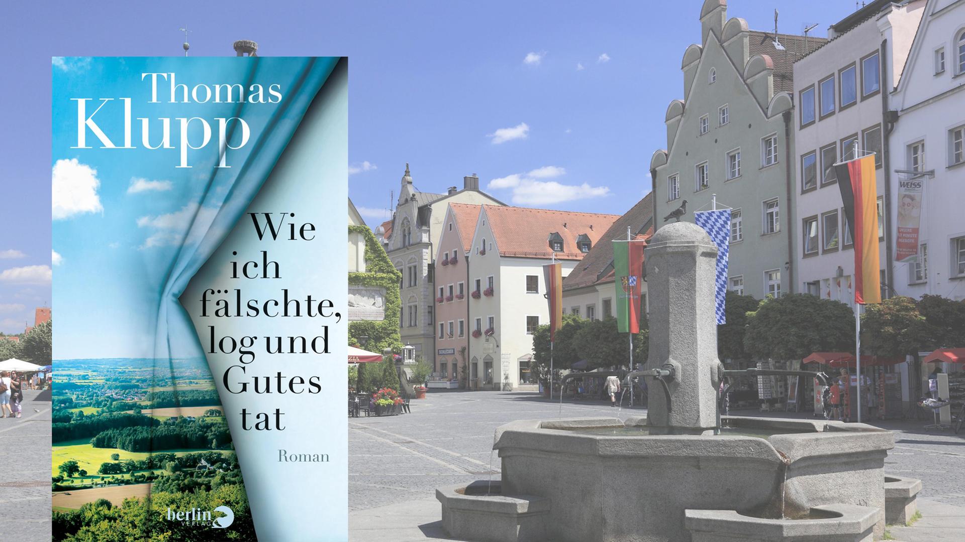 Cover von Klupps Roman, im Hintergrund Altstadt von Weiden in der Oberpfalz. Cover von Klupps Roman, im Hintergrund Altstadt von Weiden in der Oberpfalz.