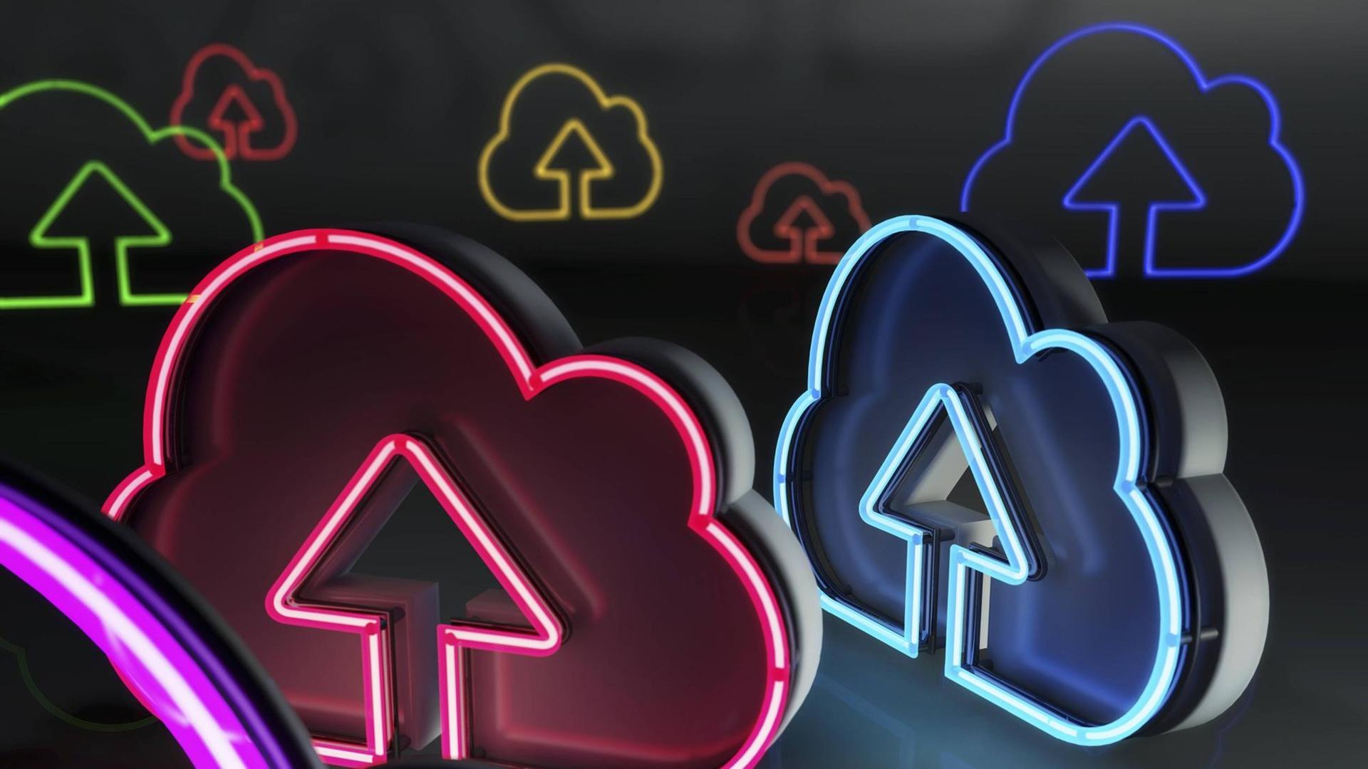 Pfeile zeigen in Neon-Wolken / Arrows show in Neon Clouds Pfeile zeigen in Neon-Wolken / Arrows show in Neon Clouds
