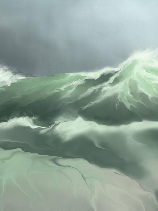 Ein Meer mit hohen Wellen bei Sturm