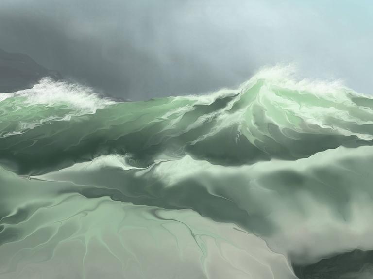 Ein Meer mit hohen Wellen bei Sturm