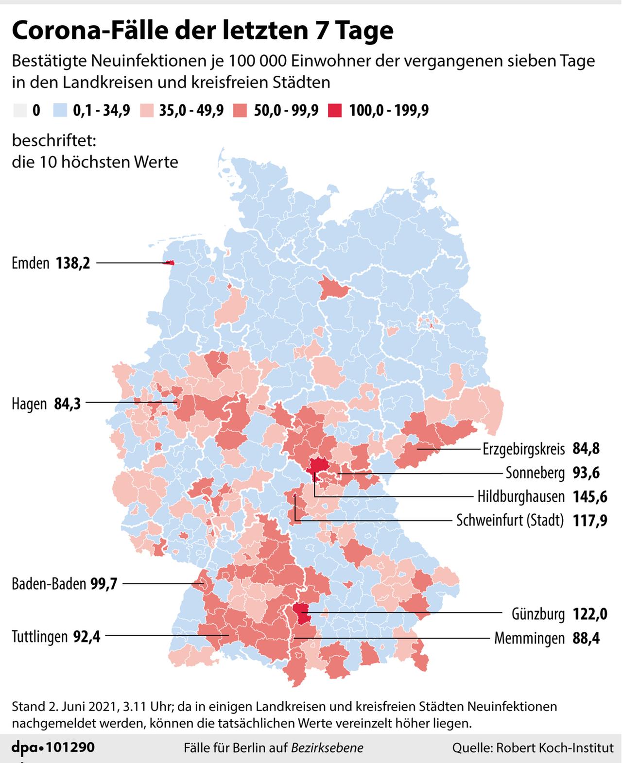 Corona-Fälle der letzten 7 Tage Corona-Fälle der letzten 7 Tage
