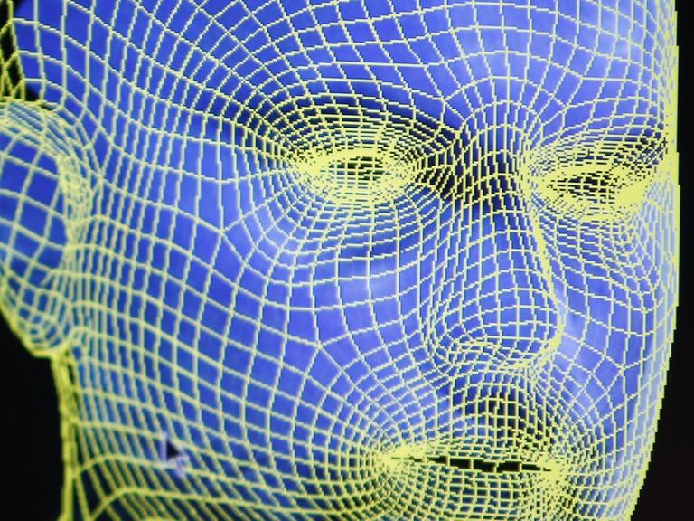 Ein 3D Modell eines männlichen Kopfes, anhand biometrischer Daten
