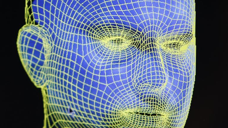 Ein 3D Modell eines männlichen Kopfes, anhand biometrischer Daten