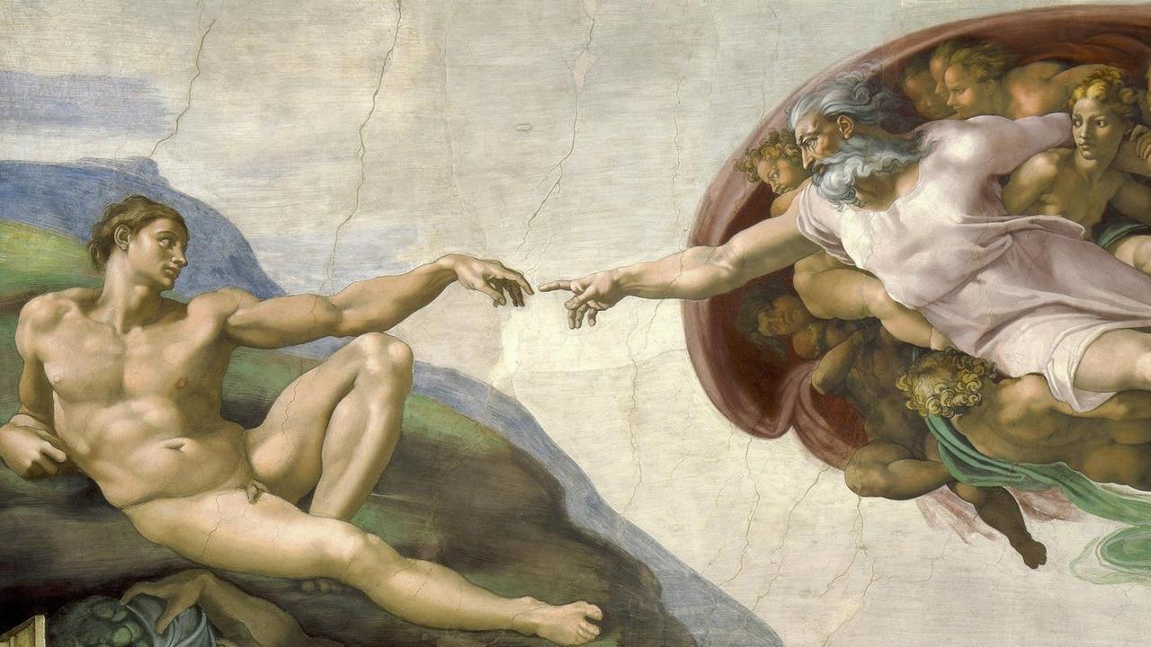 Zu sehen ist das Meisterwerk von Michelangelo an der Decke der Sixtinischen Kapelle, entstanden um 1511.