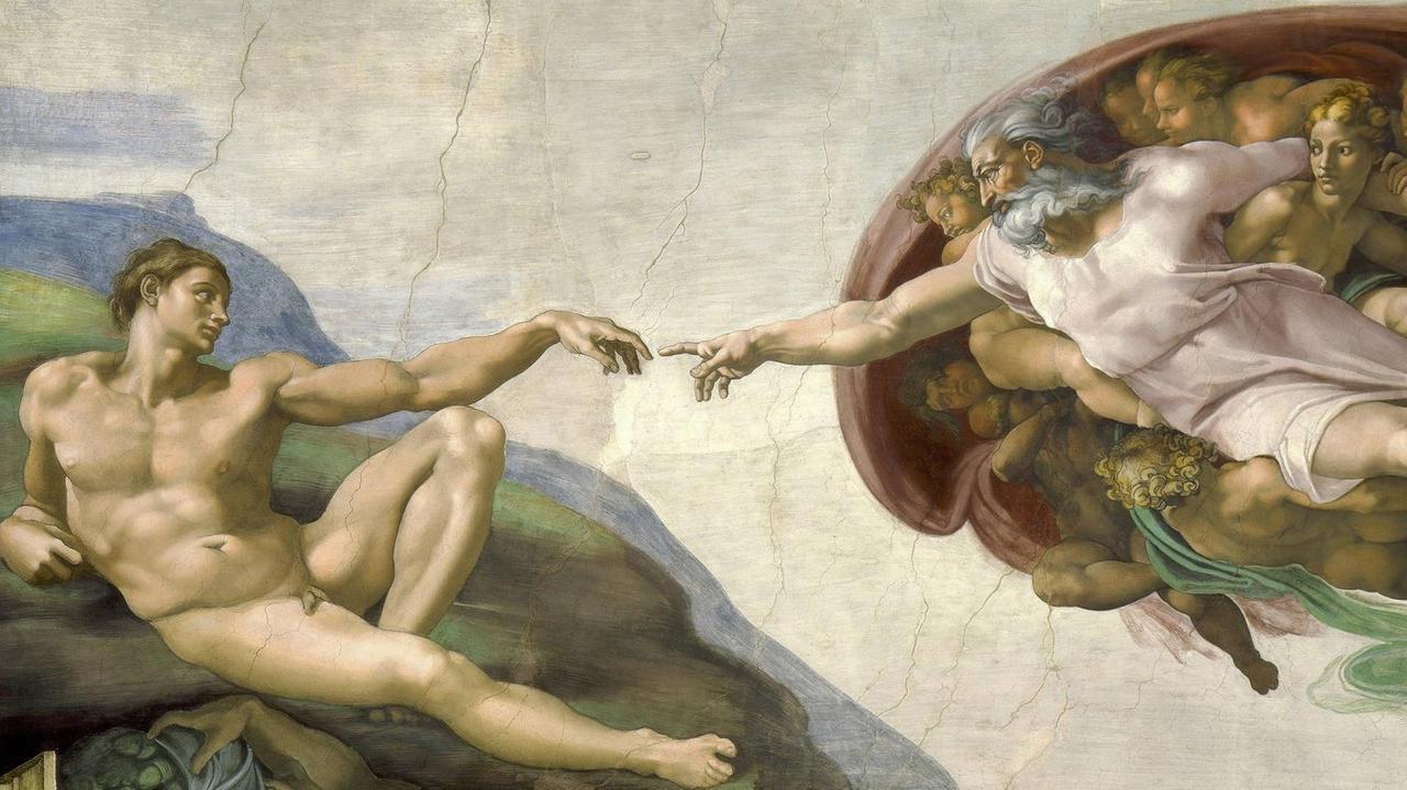 Zu sehen ist das Meisterwerk von Michelangelo an der Decke der Sixtinischen Kapelle, entstanden um 1511. Zu sehen ist das Meisterwerk von Michelangelo an der Decke der Sixtinischen Kapelle, entstanden um 1511.
