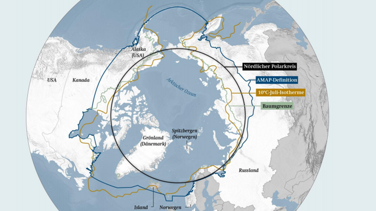 Die Arktis ist auf einer Karte zu sehen