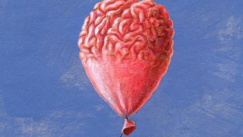 Zeichnung eines roten Luftballons, der sowohl ein Herz als auch ein Hirn andeutet