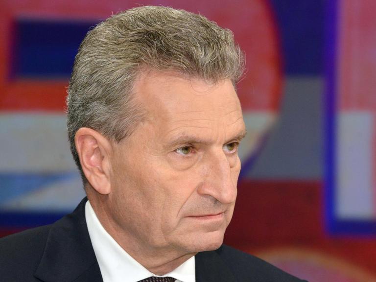 Günther Oettinger, EU-Kommissar (CDU), aufgenommen am 23.06.2016 während der ZDF-Talksendung "Maybrit Illner" zum Thema "Zittern vor dem Brexit - was wird aus Europa?"