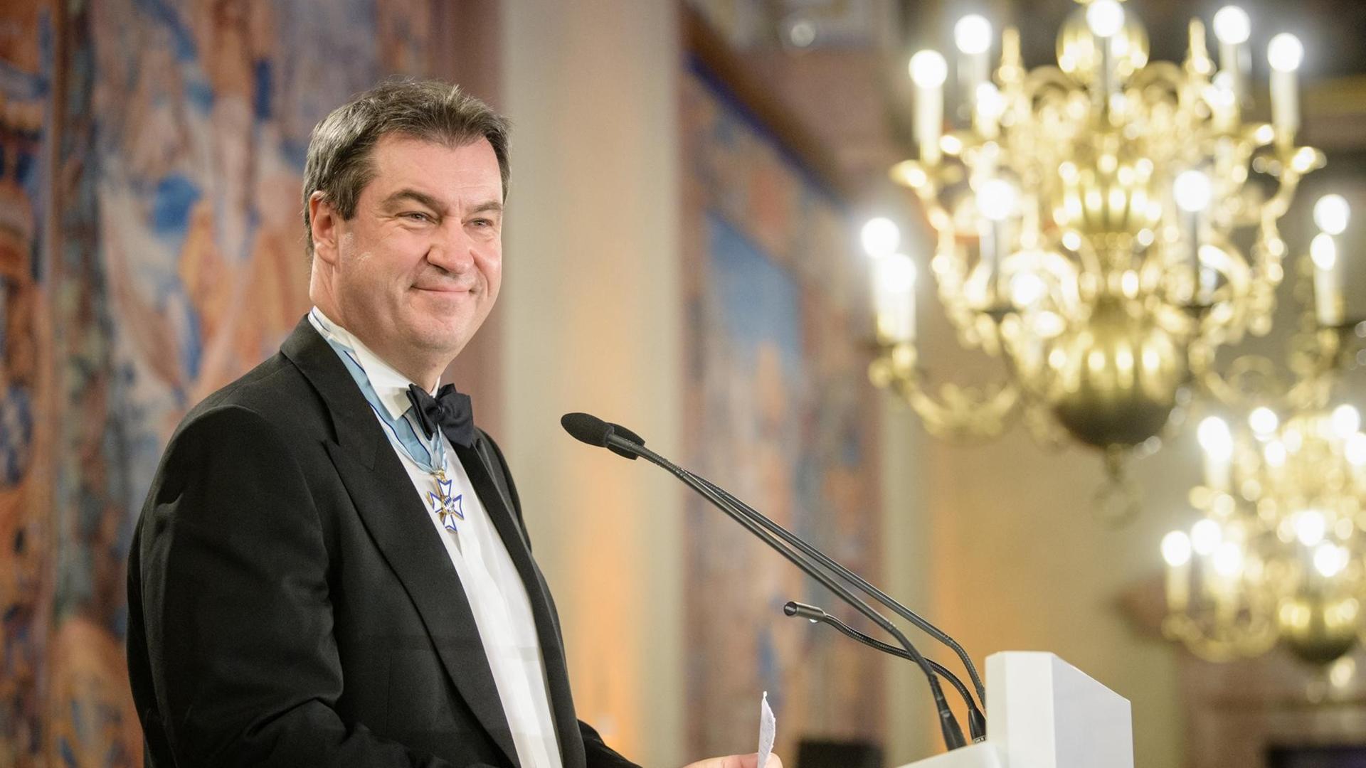 Markus Söder (CSU), Ministerpräsident von Bayern, spricht auf dem Neujahrsempfang der bayerischen Staatsregierung in der Residenz.