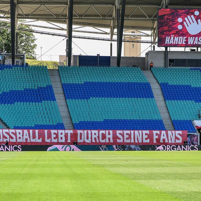 Das Stadion von RB Leipzig vor dem Geisterspiel gegen Borussia Dortmund.