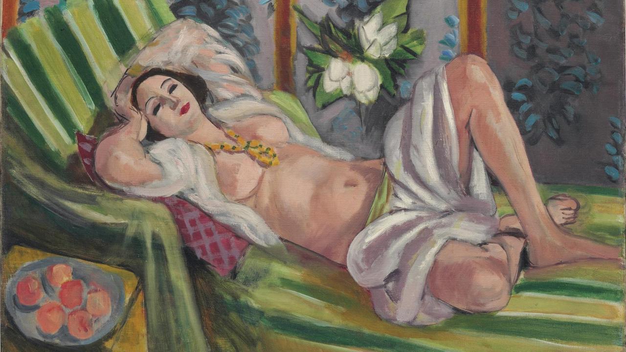 Christie's zeigte das laszive Bild, der in sich ruhenden "Odalisque couchée aux magnolias" 2018 auf ihrer Auktion. Das Bild ist von Henri Matisses. Christie's zeigte das laszive Bild, der in sich ruhenden "Odalisque couchée aux magnolias" 2018 auf ihrer Auktion. Das Bild ist von Henri Matisses.