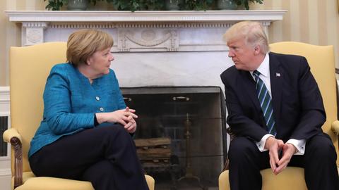 Bundeskanzlerin Angela Merkel und US-Präsident Donald Trump treffen am 17.03.2017 in Washington im Weißen Haus zusammen.
