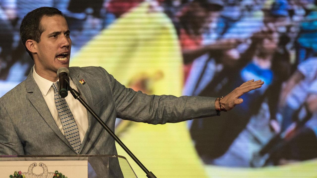 Venezuelas selbsternannter Übergangspräsident Juan Guaidó bei einer Rede in Caracas am 8. Februar 2019