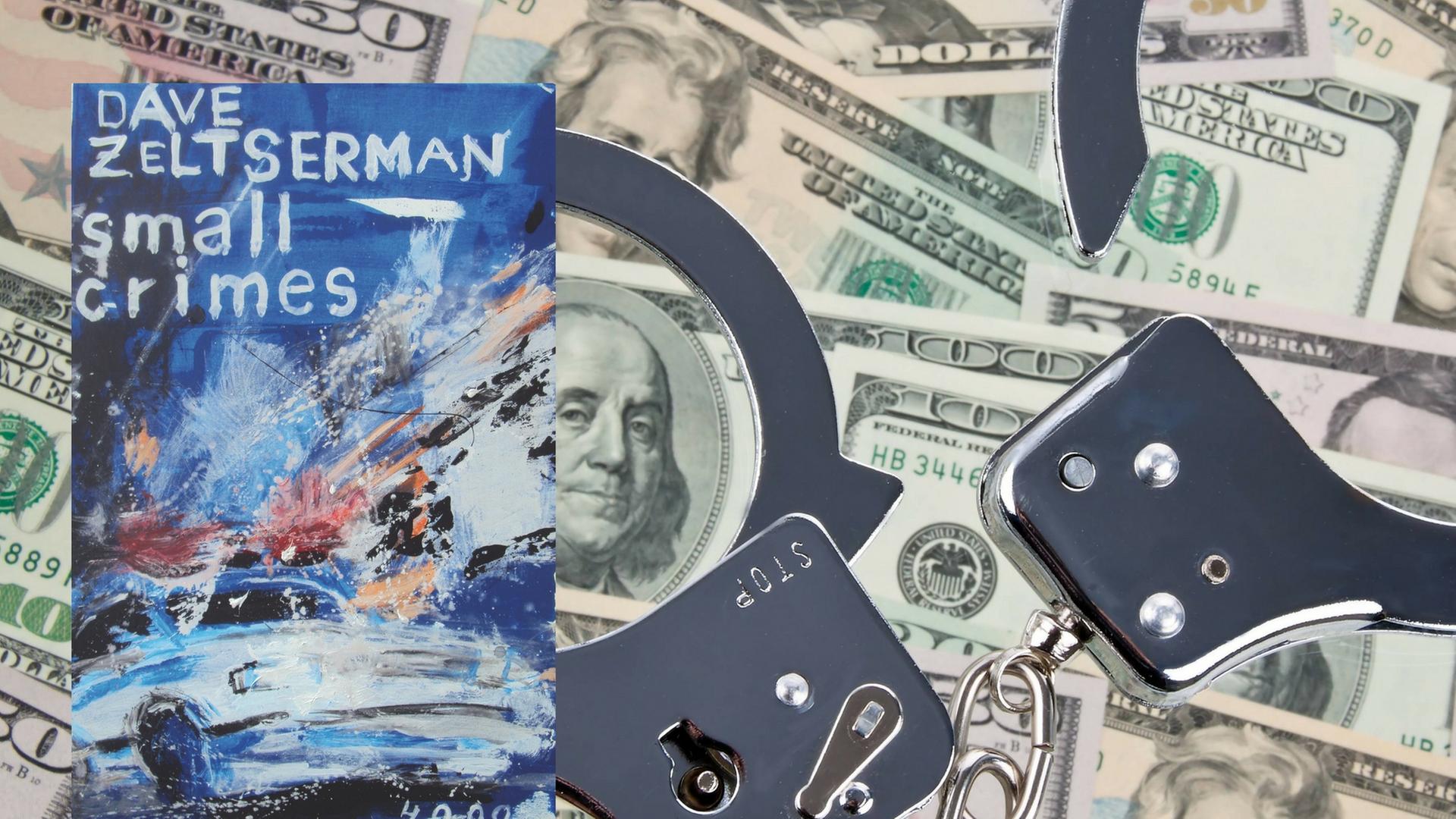 Im Hintergrund Dollar-Scheine, im Vordergrund Handschellen Im Hintergrund Dollar-Scheine, im Vordergrund Handschellen